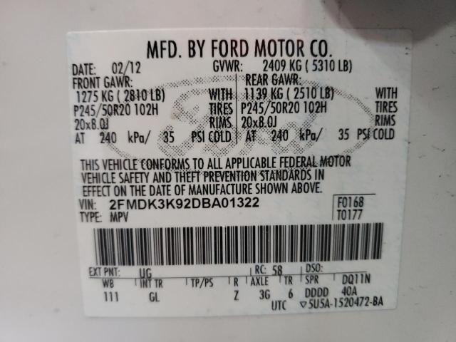 Photo 10 from auction – 2013 FORD EDGE LIMIT with VIN 2FMDK3K92DBA01322