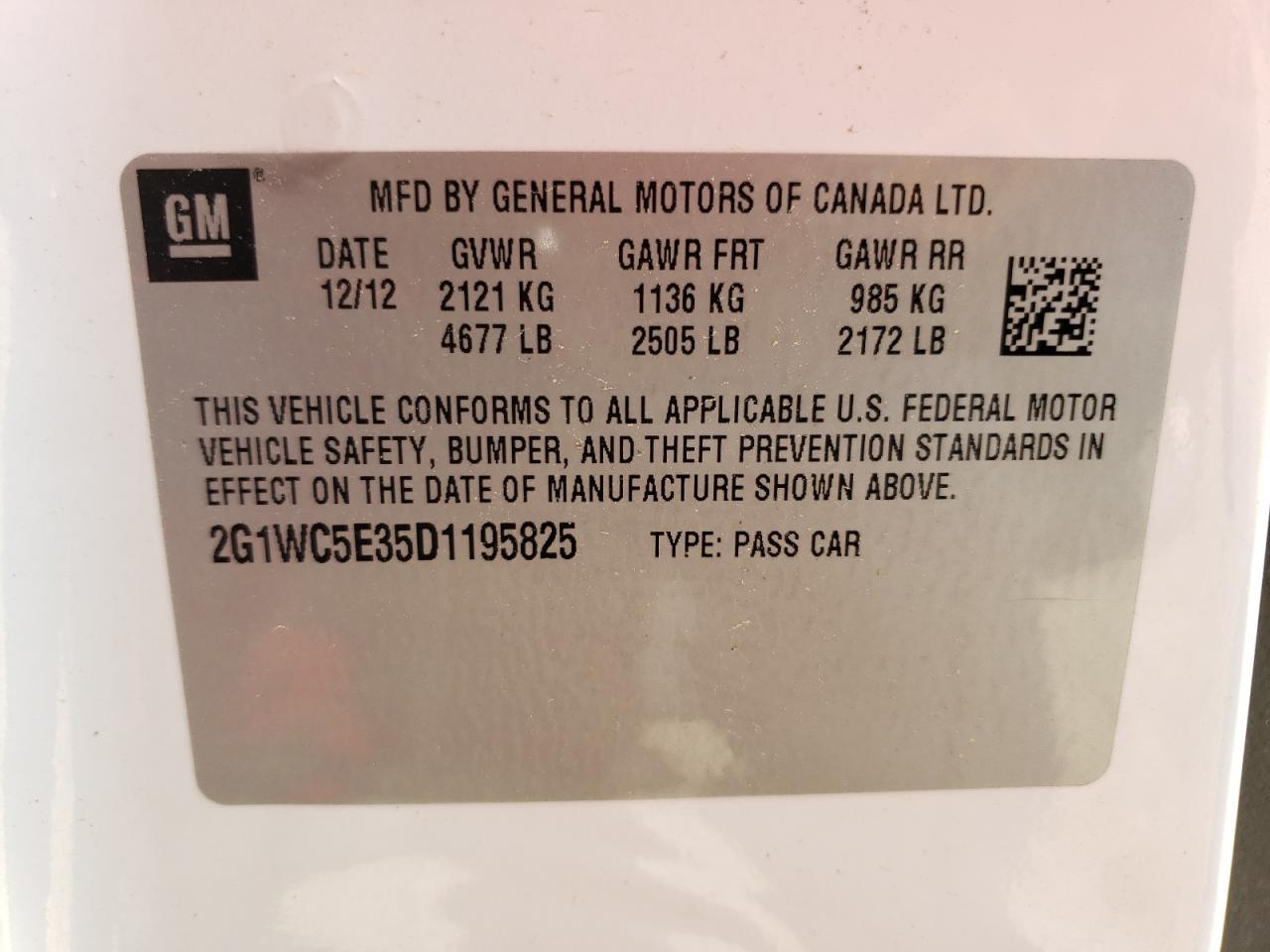 Photo 10 from auction – 2013 CHEVROLET IMPALA LTZ with VIN 2G1WC5E35D1195825