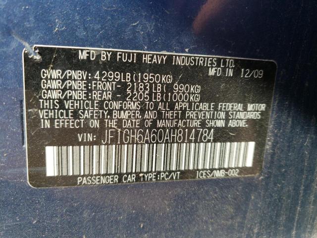Photo 10 from auction – 2010 SUBARU IMPREZA 2. with VIN JF1GH6A60AH814784