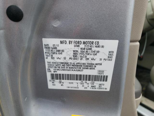 Photo 10 from auction – 2012 FORD ESCAPE XLT with VIN 1FMCU9DG2CKA32627