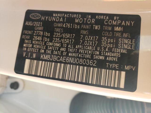 Photo 10 from auction – 2022 HYUNDAI TUCSON SEL with VIN KM8JBCAE6NU080362