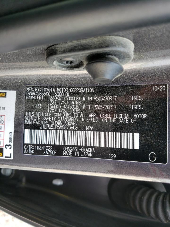 Photo 10 from auction – 2021 TOYOTA 4RUNNER SR with VIN JTEPU5JR6M5873608