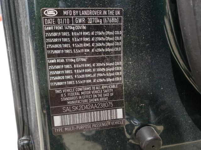 Photo 10 from auction – 2010 LAND ROVER RANGE ROVE with VIN SALSK2D42AA238075
