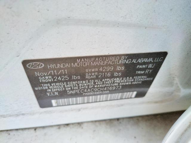 Photo 10 from auction – 2012 HYUNDAI SONATA SE with VIN 5NPEC4AC9CH416973
