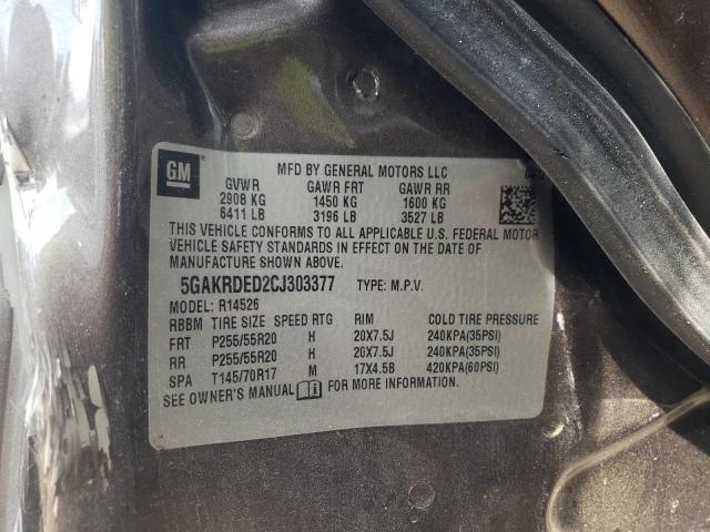 Photo 10 from auction – 2012 BUICK ENCLAVE with VIN 5GAKRDED2CJ303377