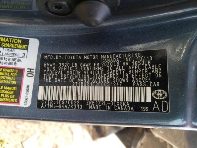 Photo 10 from auction – 2014 TOYOTA COROLLA L with VIN 2T1BURHE3EC051247