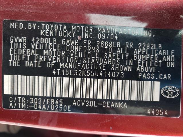 Photo 10 from auction – 2005 TOYOTA CAMRY LE with VIN 4T1BE32K55U414073