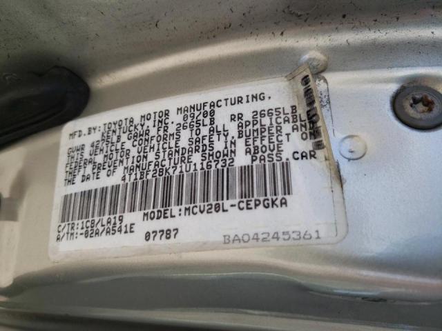 Photo 10 from auction – 2001 TOYOTA CAMRY LE with VIN 4T1BF28K71U116732