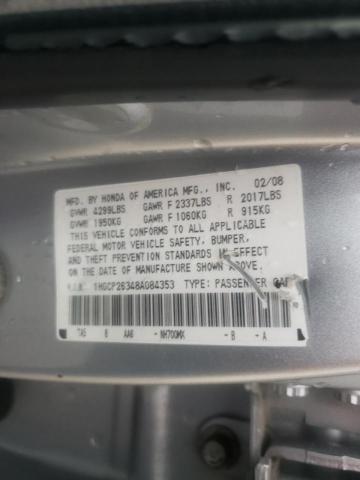 Photo 10 from auction – 2008 HONDA ACCORD LX with VIN 1HGCP26348A084353