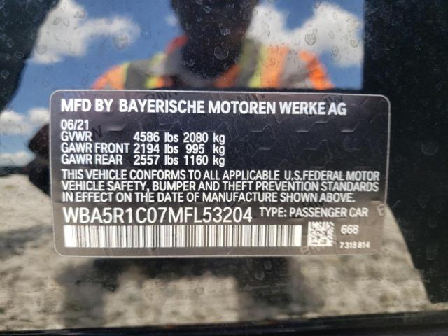 Photo 10 from auction – 2021 BMW 330I with VIN WBA5R1C07MFL53204