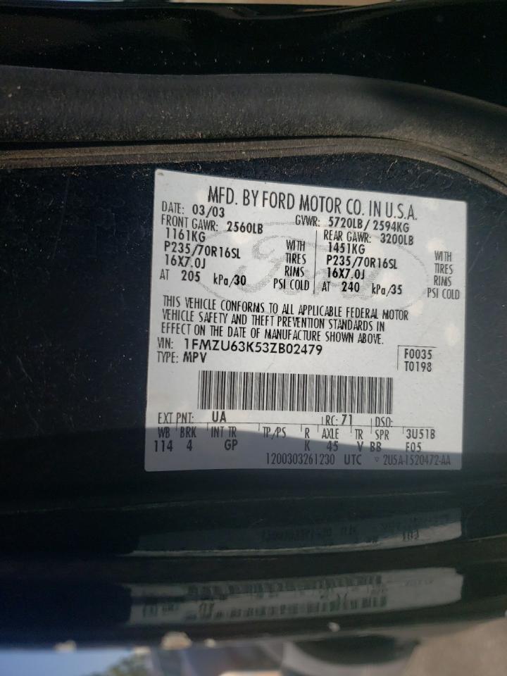 Photo 10 from auction – 2003 FORD EXPLORER X with VIN 1FMZU63K53ZB02479