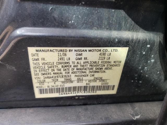 Photo 10 from auction – 2007 NISSAN MAXIMA SE with VIN 1N4BA41E97C839263