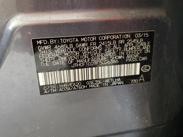 Photo 10 from auction – 2015 LEXUS IS 250 with VIN JTHCF1D21F5026386
