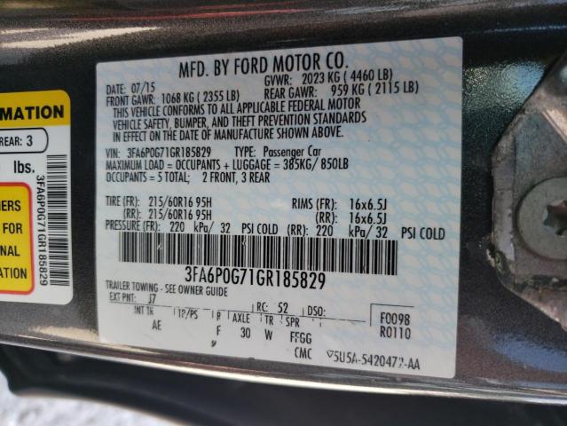 Photo 10 from auction – 2016 FORD FUSION S with VIN 3FA6P0G71GR185829
