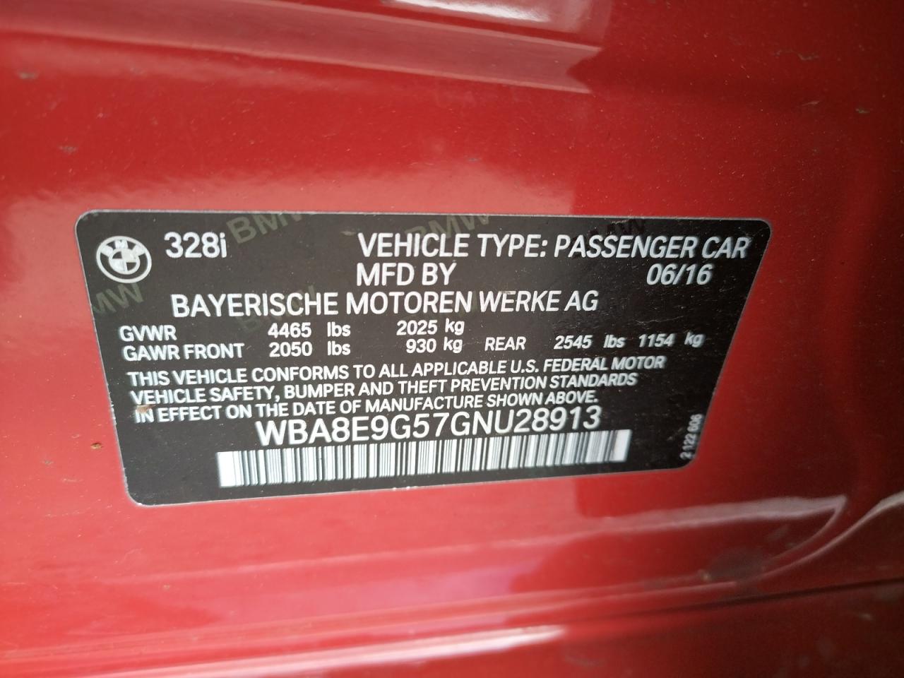 Photo 10 from auction – 2016 BMW 328 I SULE with VIN WBA8E9G57GNU28913