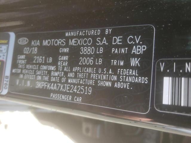 Photo 10 from auction – 2018 KIA FORTE LX with VIN 3KPFK4A7XJE242519