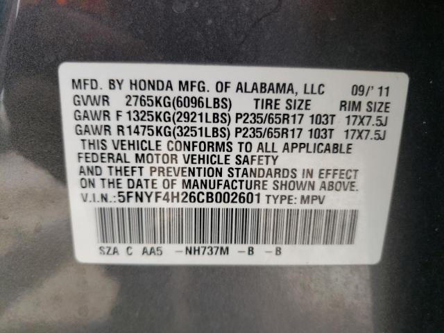 Photo 10 from auction – 2012 HONDA PILOT LX with VIN 5FNYF4H26CB002601