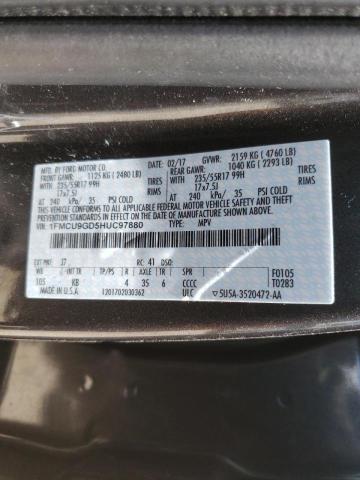 Photo 10 from auction – 2017 FORD ESCAPE SE with VIN 1FMCU9GD5HUC97880