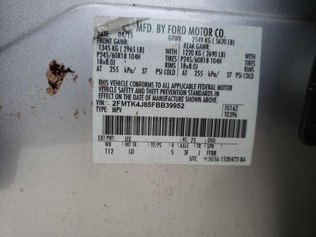Photo 10 from auction – 2015 FORD EDGE SEL with VIN 2FMTK4J85FBB39952