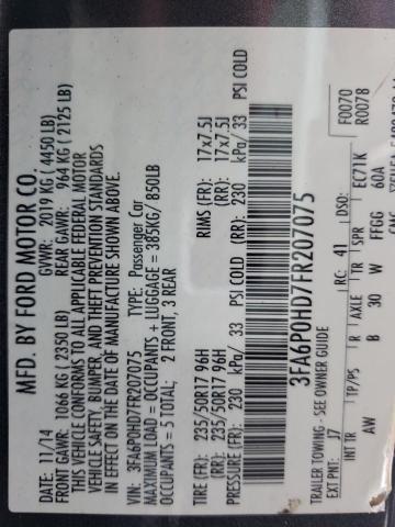 Photo 10 from auction – 2015 FORD FUSION SE with VIN 3FA6P0HD7FR207075