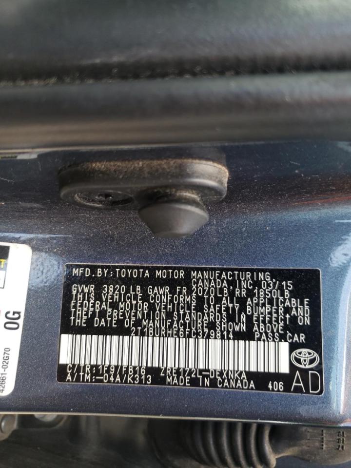 Photo 10 from auction – 2015 TOYOTA COROLLA L with VIN 2T1BURHE6FC379814