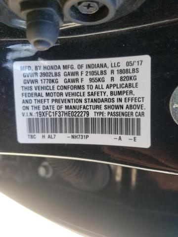 Photo 10 from auction – 2017 HONDA CIVIC EX with VIN 19XFC1F37HE022279