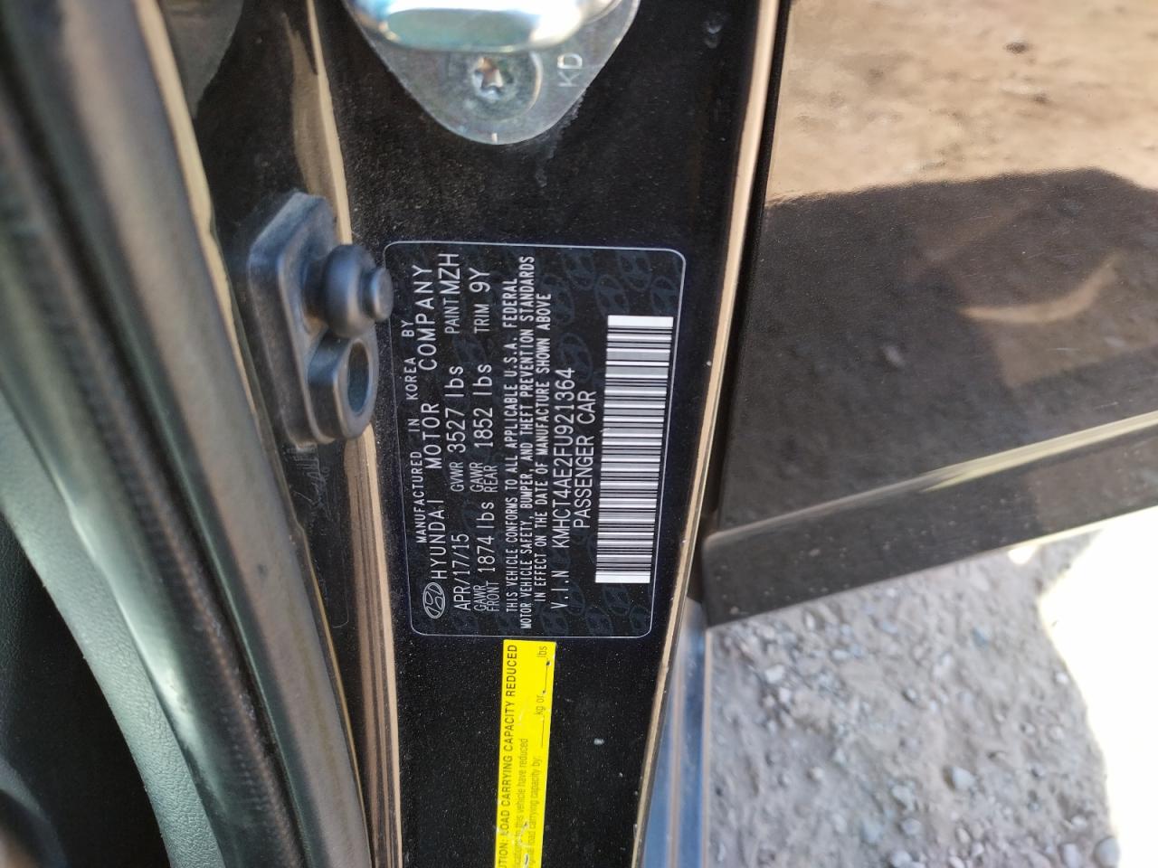 Photo 10 from auction – 2015 HYUNDAI ACCENT GLS with VIN KMHCT4AE2FU921364
