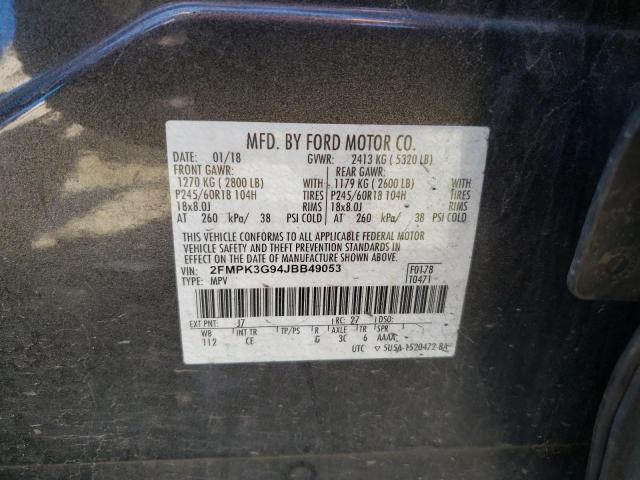 Photo 10 from auction – 2018 FORD EDGE SE with VIN 2FMPK3G94JBB49053