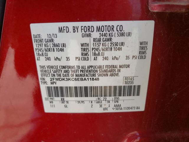 Photo 10 from auction – 2014 FORD EDGE LIMIT with VIN 2FMDK3KC6EBA11848