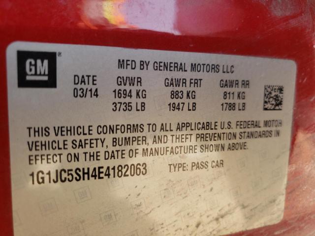Photo 10 from auction – 2014 CHEVROLET SONIC LT with VIN 1G1JC5SH4E4182063