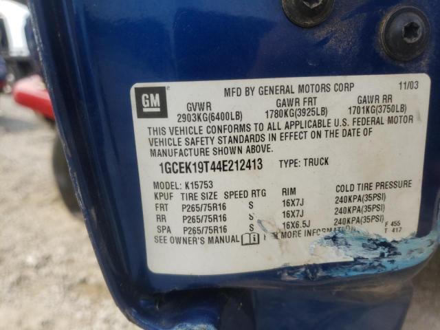 Photo 10 from auction – 2004 CHEVROLET SILVERADO with VIN 1GCEK19T44E212413