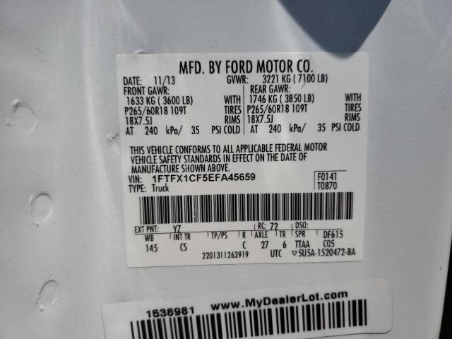 Photo 10 from auction – 2014 FORD F150 SUPER with VIN 1FTFX1CF5EFA45659