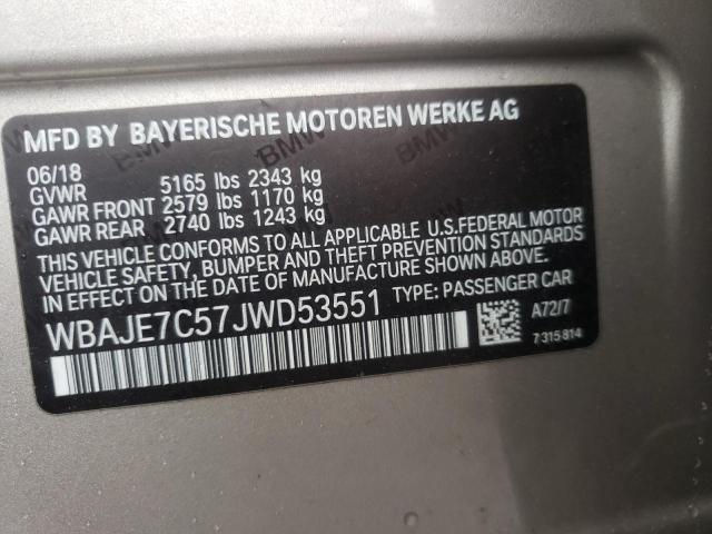Photo 10 from auction – 2018 BMW 540 XI with VIN WBAJE7C57JWD53551