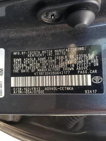 Photo 10 from auction – 2011 TOYOTA CAMRY BASE with VIN 4T1BF3EK0BU642177