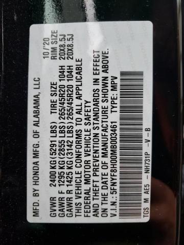 Photo 10 from auction – 2021 HONDA PASSPORT E with VIN 5FNYF8H00MB003461