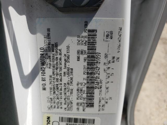 Photo 10 from auction – 2019 FORD FUSION SE with VIN 3FA6P0LU5KR180959
