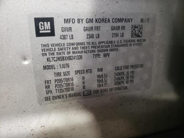 Photo 10 from auction – 2017 CHEVROLET TRAX LS with VIN KL7CJNSBXHB241339