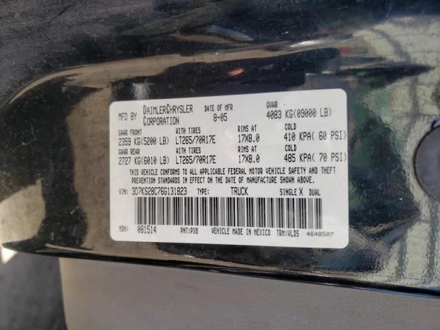 Photo 8 from auction – 2006 DODGE RAM 2500 S with VIN 3D7KS28C76G131823