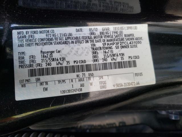 Photo 10 from auction – 2012 FORD FOCUS SE with VIN 1FAHP3F27CL431050