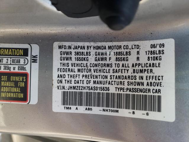 Photo 10 from auction – 2010 HONDA INSIGHT EX with VIN JHMZE2H75AS015636