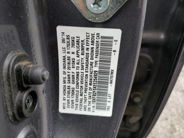 Photo 10 from auction – 2014 HONDA CIVIC LX with VIN 19XFB2F5XEE254929
