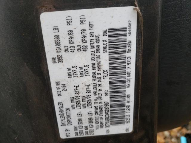 Photo 10 from auction – 2004 DODGE RAM 2500 S with VIN 3D7KU28D34G207067