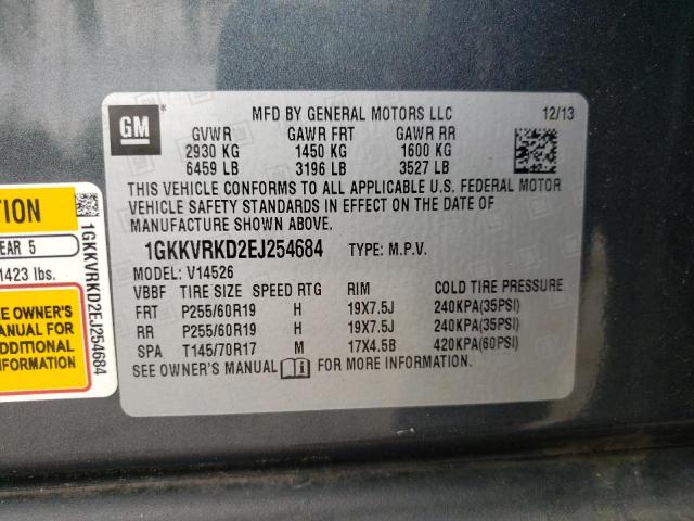 Photo 10 from auction – 2014 GMC ACADIA SLT with VIN 1GKKVRKD2EJ254684