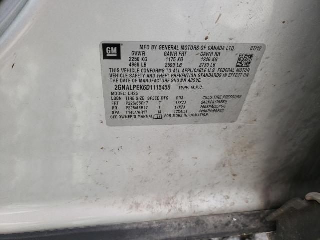 Photo 10 from auction – 2013 CHEVROLET EQUINOX LT with VIN 2GNALPEK6D1115458