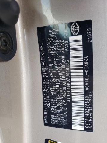 Photo 10 from auction – 2007 TOYOTA CAMRY CE with VIN 4T1BE46K07U036375