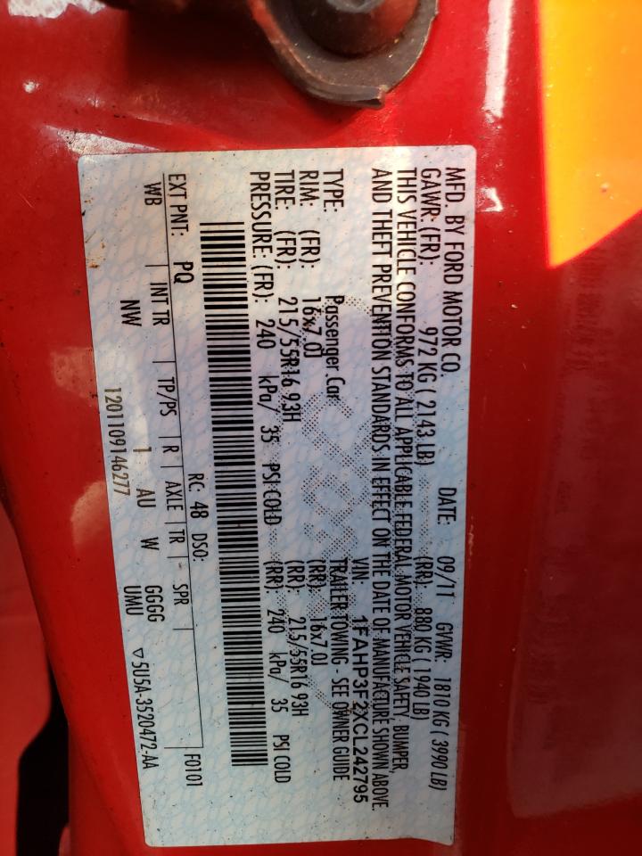 Photo 10 from auction – 2012 FORD FOCUS SE with VIN 1FAHP3F2XCL242795