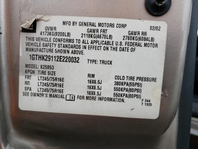 Photo 10 from auction – 2002 GMC SIERRA K25 with VIN 1GTHK29112E220032
