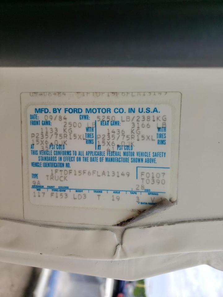 Photo 10 from auction – 1985 FORD F150 with VIN 1FTDF15F6FLA13149