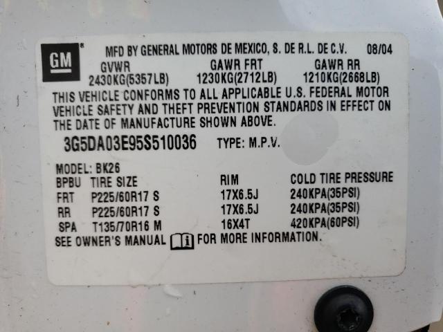 Photo 10 from auction – 2005 BUICK RENDEZVOUS with VIN 3G5DA03E95S510036