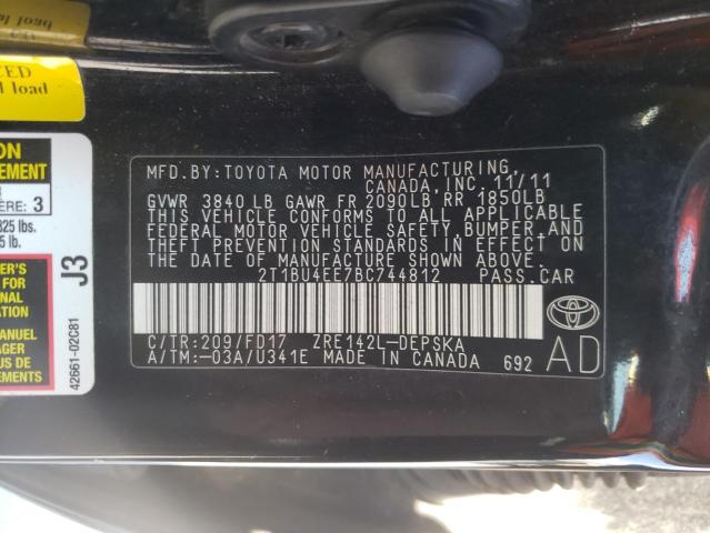 Photo 10 from auction – 2011 TOYOTA COROLLA BA with VIN 2T1BU4EE7BC744812